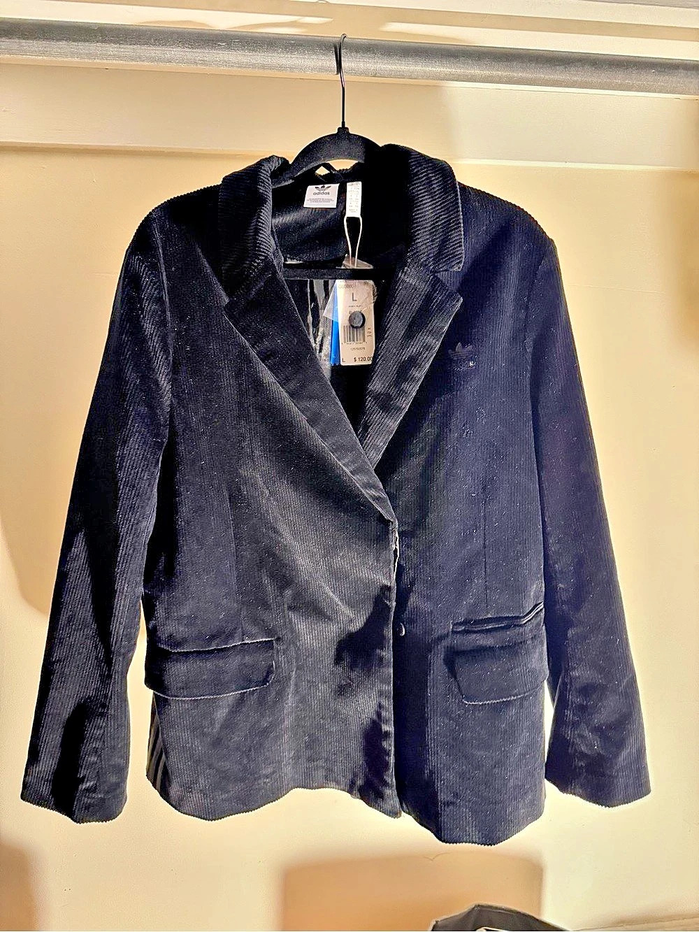 adidas Black Corduroy Blazer Size Large NWT